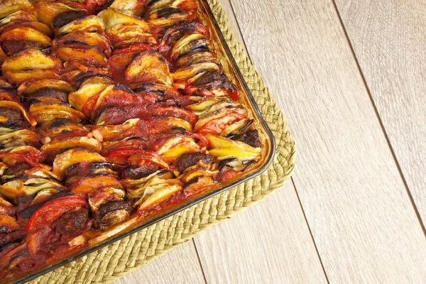 Ratatouille in a glass pan — Stock Photo, Image