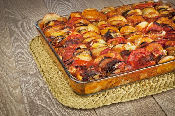 Ratatouille in a glass pan — Stock Photo, Image