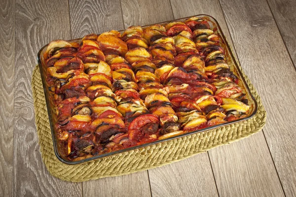 Ratatouille in a glass pan — Stock Photo, Image