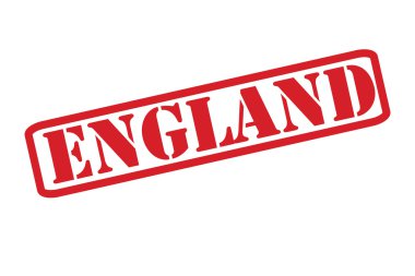 Beyaz bir arka plan üzerinde İngiltere'de kırmızı lastik damga metni vektör.