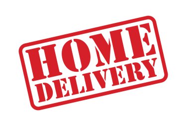 eve teslim kırmızı lastik damga metni vektör beyaz bir arka plan üzerinde.