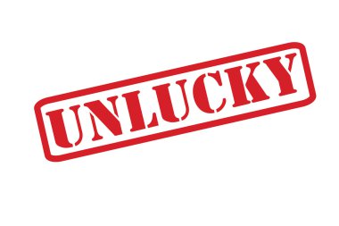 beyaz zemin üzerine kırmızı lastik damgası şanssız vektör.