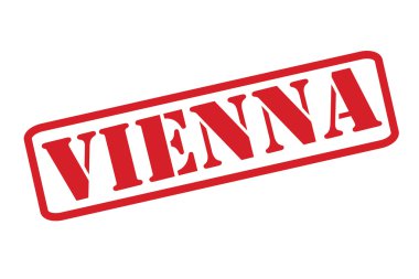 Viyana beyaz zemin üzerine kırmızı lastik damgası vektör.