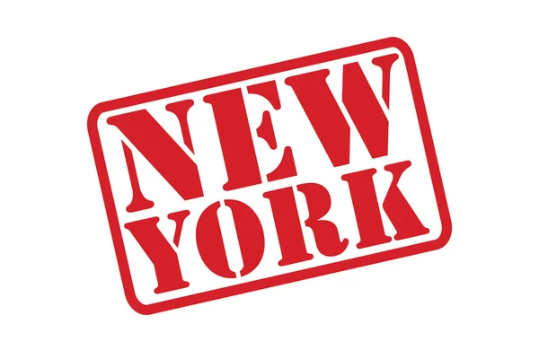 NEWYORK vector de texto de sello de goma roja sobre un fondo blanco . — Archivo Imágenes Vectoriales