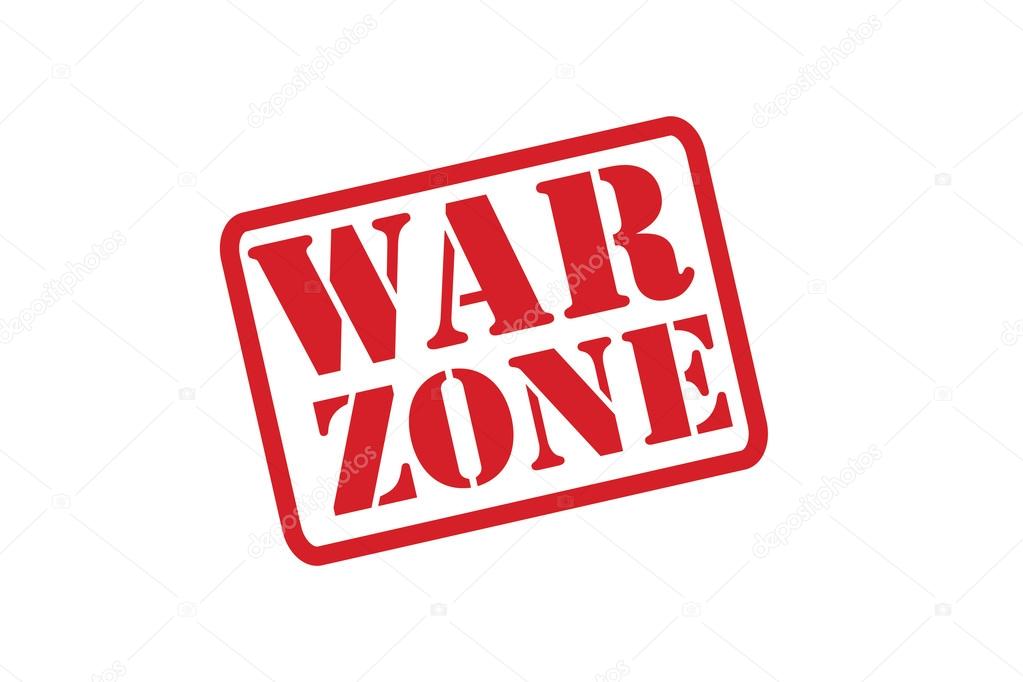 WAR ZONE Rubber Stamp vector over a white background.