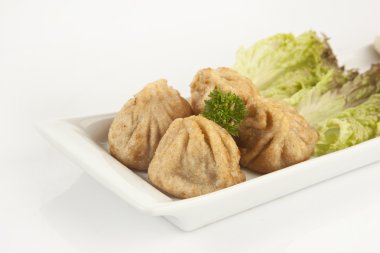 mantı - oryantal derin kızarmış wontons Çin böreği dolu.