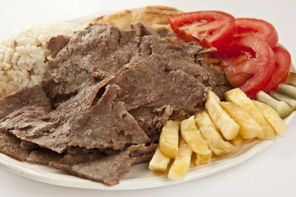 Döner kebab - grilované maso, chléb a zelenina shawarma sendvič — Stock fotografie
