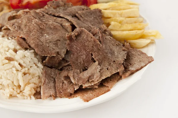 Doner Kebab - carne grelhada, pão e legumes shawarma sanduíche — Fotografia de Stock