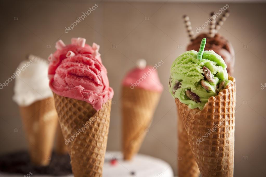 Assorted ice cream cones Stock Photo by ©gorkemdemir 54464833