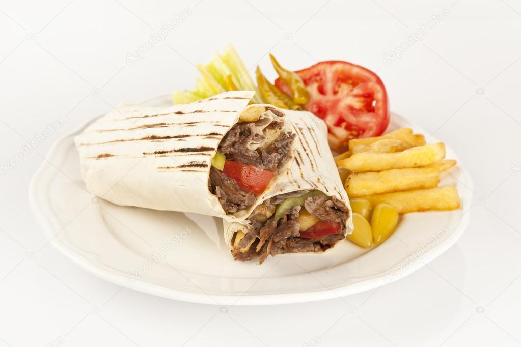Delicious turkish doner kebab grilled meat