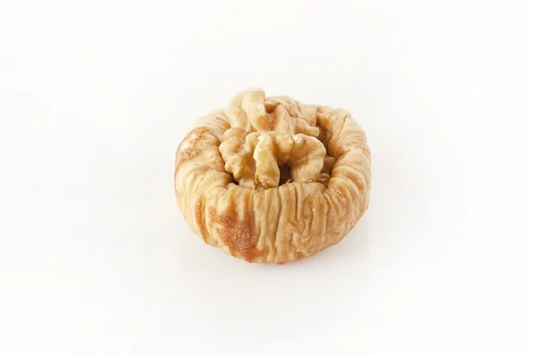 Dried figs with walnuts isolated white background — Stock Photo, Image