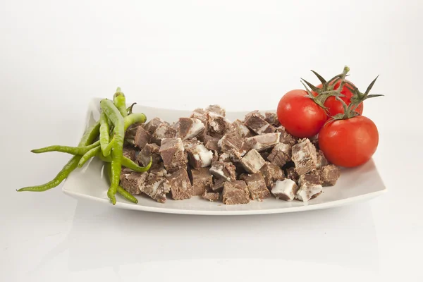 Carne arrosto turca (kavurma) sfondo bianco — Foto Stock