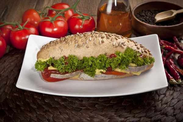 Carne arrosto turca (kavurma) sandwich — Foto Stock