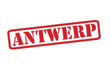 Beyaz bir arka plan üzerinde Antwerp kırmızı lastik damgası vektör.