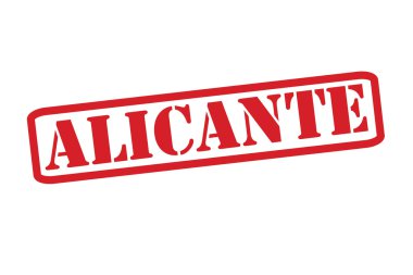 Beyaz bir arka plan üzerinde Alicante kırmızı lastik damgası vektör.