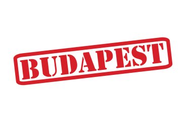 Beyaz bir arka plan üzerinde Budapeşte kırmızı lastik damgası vektör.