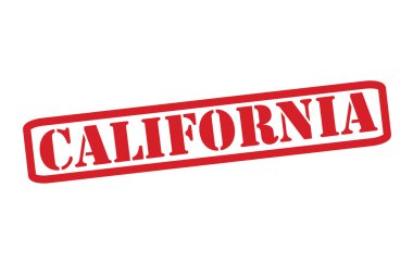 Beyaz bir arka plan üzerinde California kırmızı lastik damgası vektör.