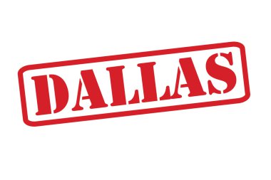 Beyaz bir arka plan üzerinde Dallas kırmızı lastik damgası vektör.