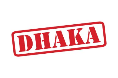 Dhaka kırmızı lastik damgası vektör beyaz bir arka plan üzerinde.