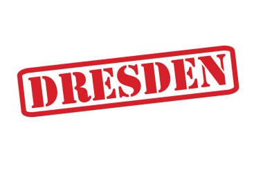 Beyaz bir arka plan üzerinde Dresden kırmızı lastik damgası vektör.