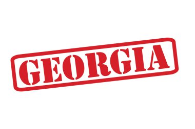 Beyaz bir arka plan üzerinde Gürcistan kırmızı lastik damgası vektör.
