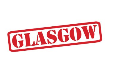 Beyaz bir arka plan üzerinde Glasgow kırmızı lastik damgası vektör.