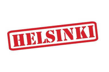 Helsinki kırmızı lastik damgası vektör beyaz bir arka plan üzerinde.