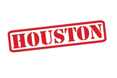 Beyaz bir arka plan üzerinde Houston kırmızı lastik damgası vektör.