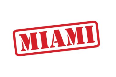 Beyaz bir arka plan üzerinde Miami kırmızı lastik damgası vektör.