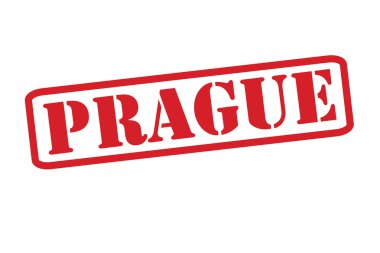Prag kırmızı lastik damgası vektör beyaz bir arka plan üzerinde.