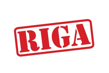 Beyaz bir arka plan üzerinde Riga kırmızı lastik damgası vektör.