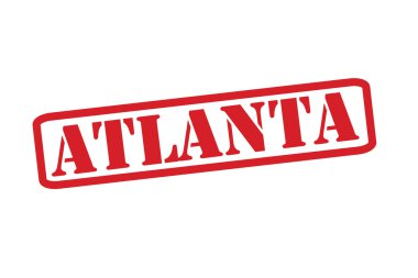Beyaz bir arka plan üzerinde Atlanta kırmızı lastik damgası vektör.