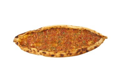 Türk geleneksel sığır Pide ile beyaz arka plan izole.