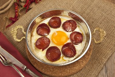 Türk sosis (sucuk) ve yumurta