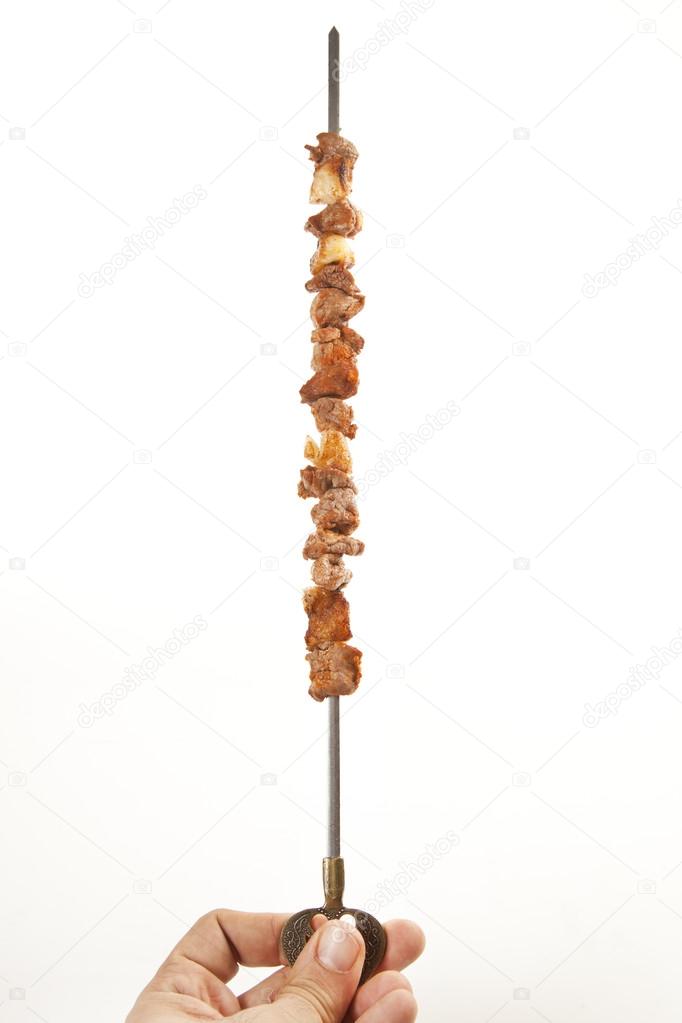 Turkish Sis Kebab isolated white background