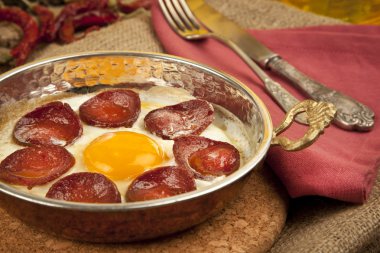 Türk sosis (sucuk) ve yumurta
