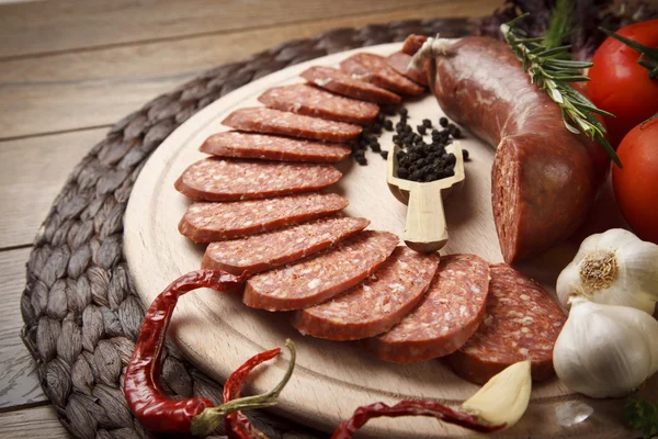 Sausage ( Turkish Sucuk ) concept photo — Stock Photo, Image