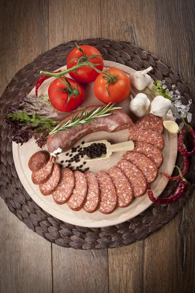 Sausage ( Turkish Sucuk ) concept photo — Stock Photo, Image