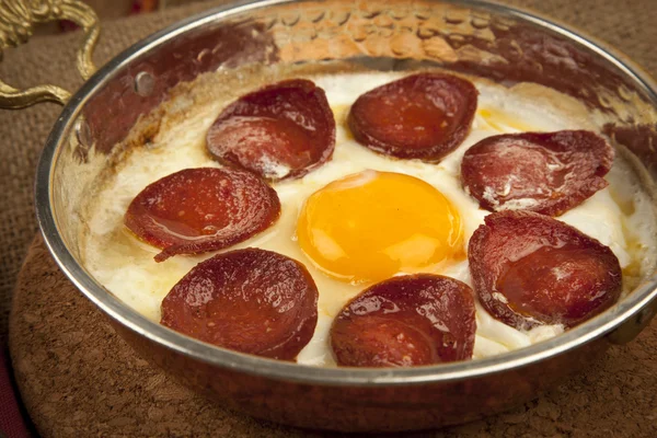 Turkish Sausage (sucuk) and egg — Stock Photo, Image