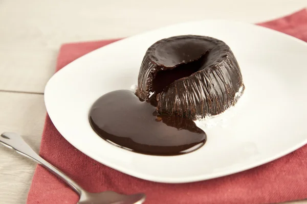 Gorąca czekolada Souffle ciasto (suffle ) — Zdjęcie stockowe