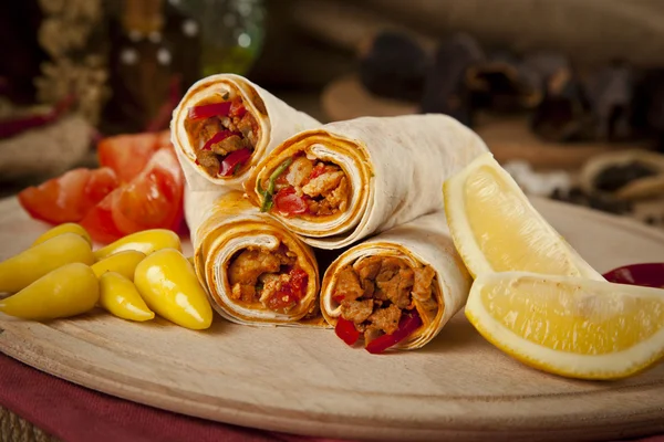 Meat beef tantuni is a kind of traditional turkish kebap — Stock Photo, Image