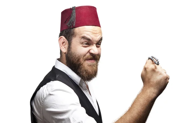 Hombre con sombrero turco tradicional y vestido kabadayi —  Fotos de Stock
