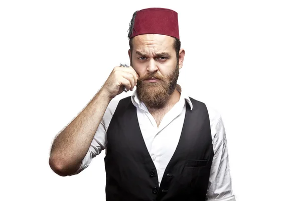 Mann mit traditionellem türkischen Hut und Kleidung kabadayi — Stockfoto