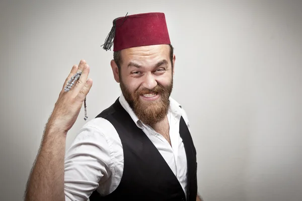 Man in traditionele Turkse hoed en jurk kabadayi — Stockfoto