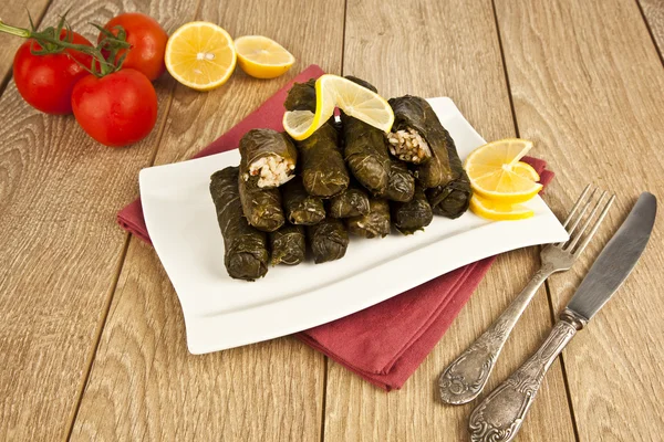 Wrap stuffed with olive oil Ottoman, Turkish and Greek cuisine, the most beautiful appetizer. — Stock Photo, Image