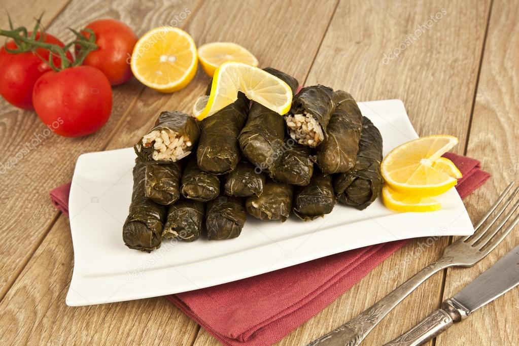 Wrap stuffed with olive oil Ottoman, Turkish and Greek cuisine, the most beautiful appetizer.