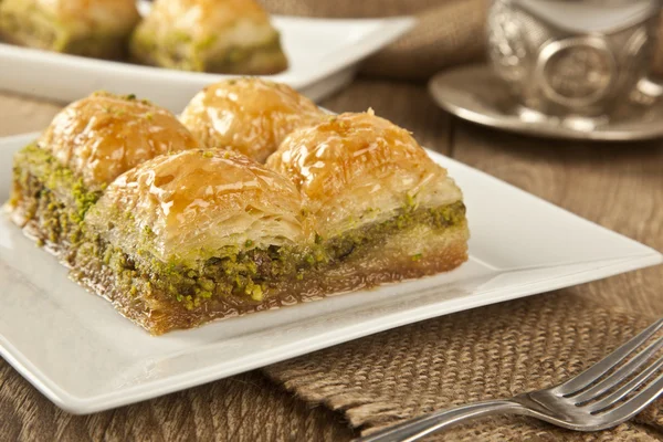 Turkish Ramadan Dessert Baklava with concept background — Stock Photo, Image