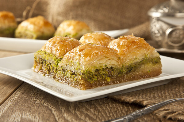 Turkish Ramadan Dessert Baklava with concept background