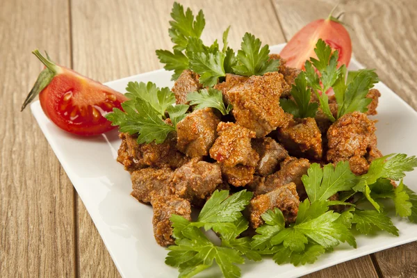 Arnavut Cigeri Turco Comida tradicional fígado albanês — Fotografia de Stock