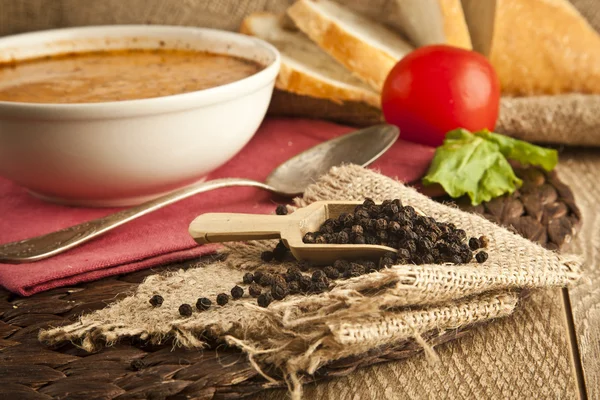 Sopa de iogurte com fundo de comida sopa turca — Fotografia de Stock